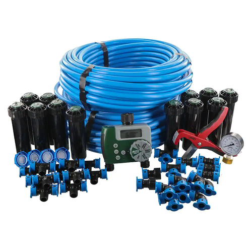 Dual Zone In Ground 1/2in Sprinkler System with Hose Faucet Timer Kit