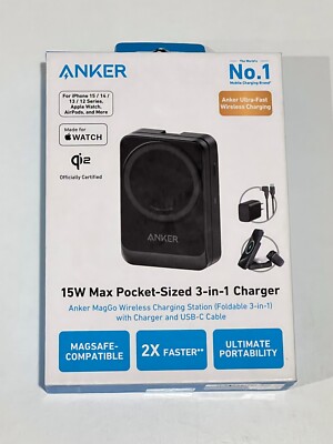 anker 621 magnetic portable charger Anker 621 magnetic battery MagGo, 5000mah magnetic wireless portable charger  with usb-c cable