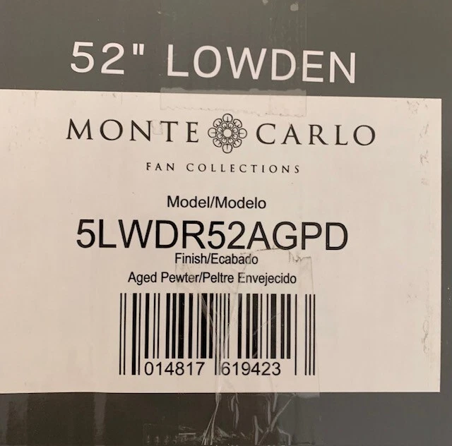 Monte Carlo 52" Lowden Ceiling Fan Aged Pewter Finish  5LWDR52AGPD - Image 2 of 2