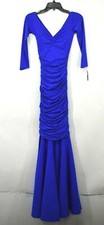 Chiara Boni La Petite Robe Womens Blue Zurita Ruched Bodycon Mermaid Gown 36