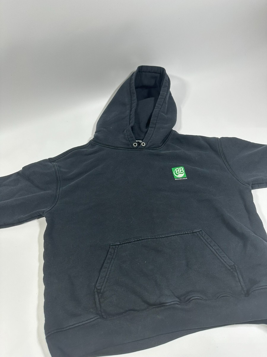 Authentic Balenciaga Sweatshirt Eco Logo Black Hoodie size M