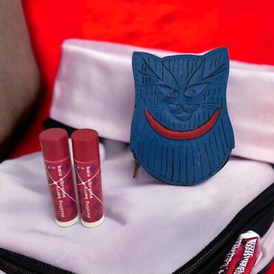 Lot of 2 Avon Fruit Fizzies ''DAZZLING BERRY'' Lip Balm and Vintage Cat Coin Purse