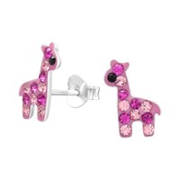 1 Paar Ohrringe Ohrstecker 925 Sterling Silber Giraffe Mit Kristallen