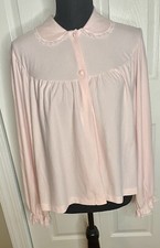 Vintage Vanity Fair Bed Jacket Size M Pale Pink Nylon Lace USA Made