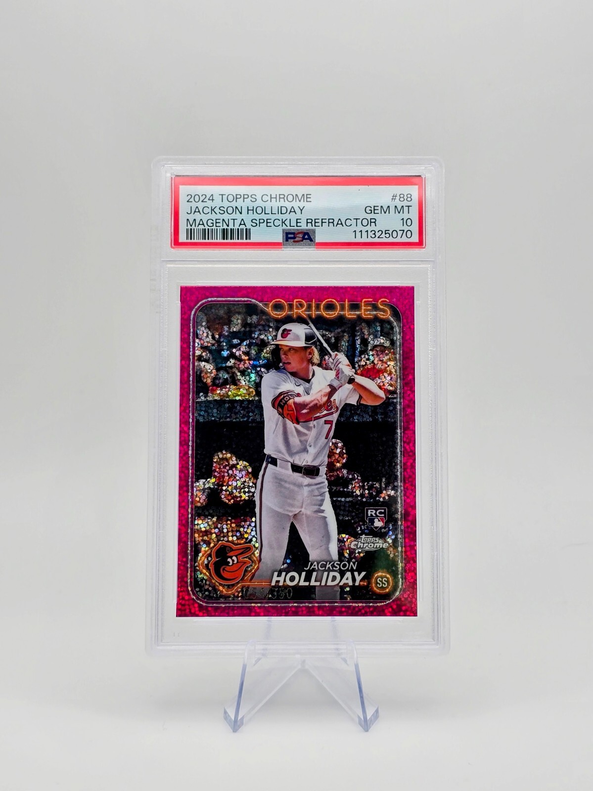 2024 Topps Chrome Jackson Holliday #88 Magenta Speckle Refractor /350 RC PSA 10