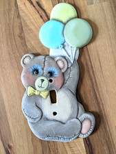 Vintage Baby Room Ceramic Light Switch Plate Bear  Balloons Hand painted Cover