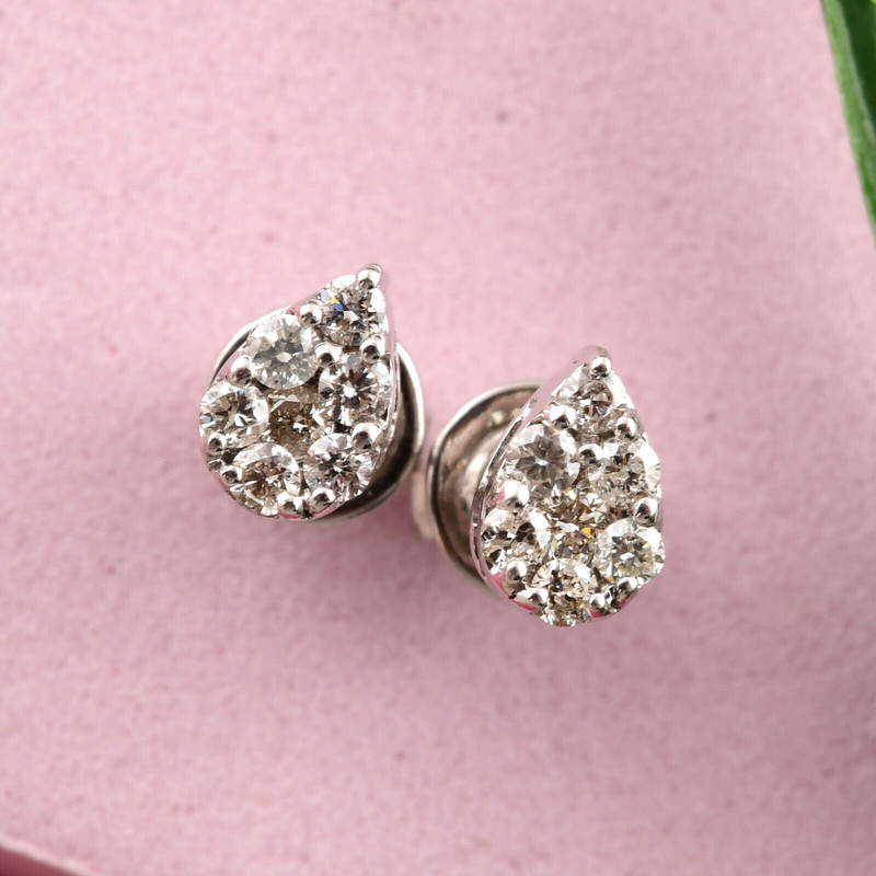 0.25 Ct Round Natural SI/H Diamond Stud Earrings 10k White Gold Anniversary Gift