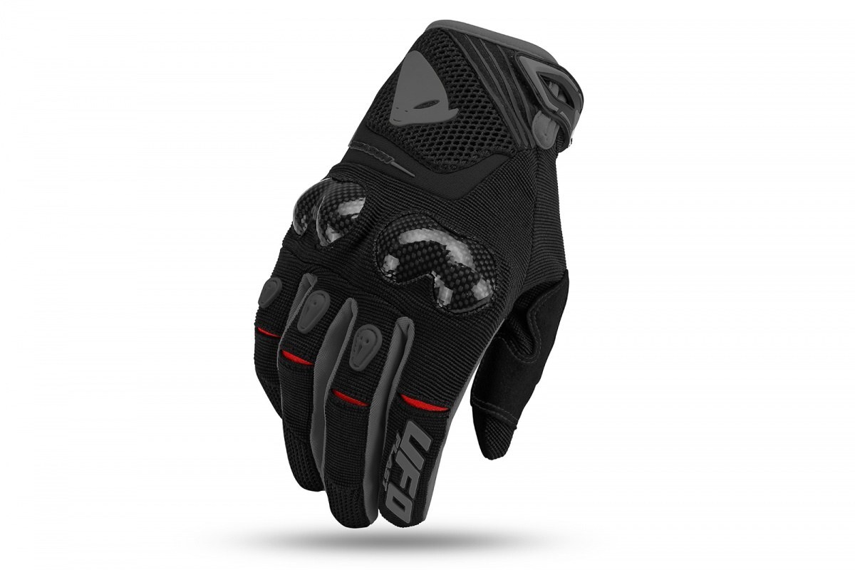 Gants Reason Carbon Black Grey L avec coque de protection carbone