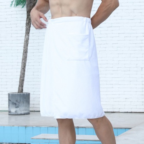 Mens Bath Skirt Wrap Pocket Towel Bathrobe Shower Beach Spa Swimming Bathing - Picture 11 of 11
