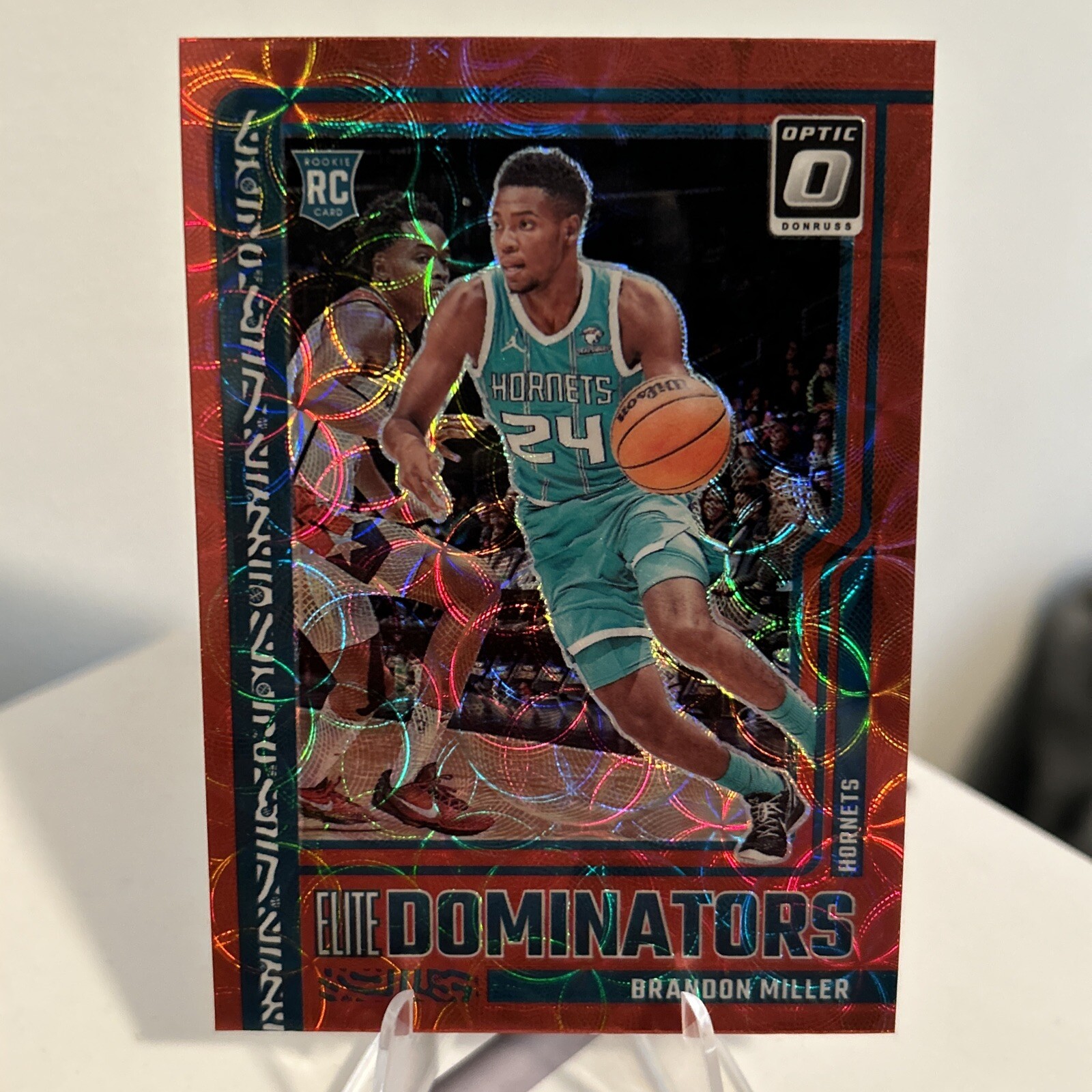Brandon Miller 2023-24 Donruss Optic RC Elite Dominators Red Scope Prizm #17 SP