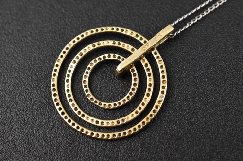 10K White & Yellow Gold Pendant w/ Diamonds on 18" Chain - 4.2g Total - Picture 7 of 13