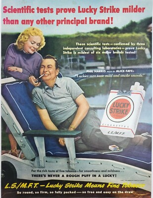 Phil Harris Alice Faye Lucky Strike Cigarette 1950 Magazine Ad Art Print Luckies
