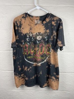 AC/DC Acdc T Shirt Highway To Hell Men's Size Medium Tie Dye Acid Wash