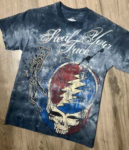 GRATEFUL DEAD Steal Your Face Vintage Liquid Blue Distressed T-Shirt Men's M - Picture 4 of 5