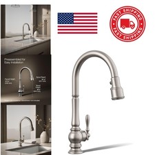 Kitchen Sink Faucet Vibrant Stainless Steel High Arch Lever Design 17.63 Inches