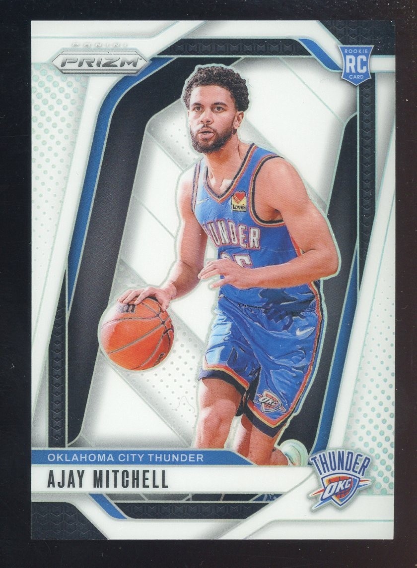 2024-25 Panini White Prizm #226 Ajay Mitchell OKC Thunder RC Rookie 99/175