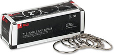 ACCO Loose Leaf Binder Rings, 2", Silver, 50 Rings/Box 72205 