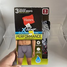 Hanes Men's Long Leg Boxer Briefs 3-Pack X-Temp Performance Cool SIZE S Small