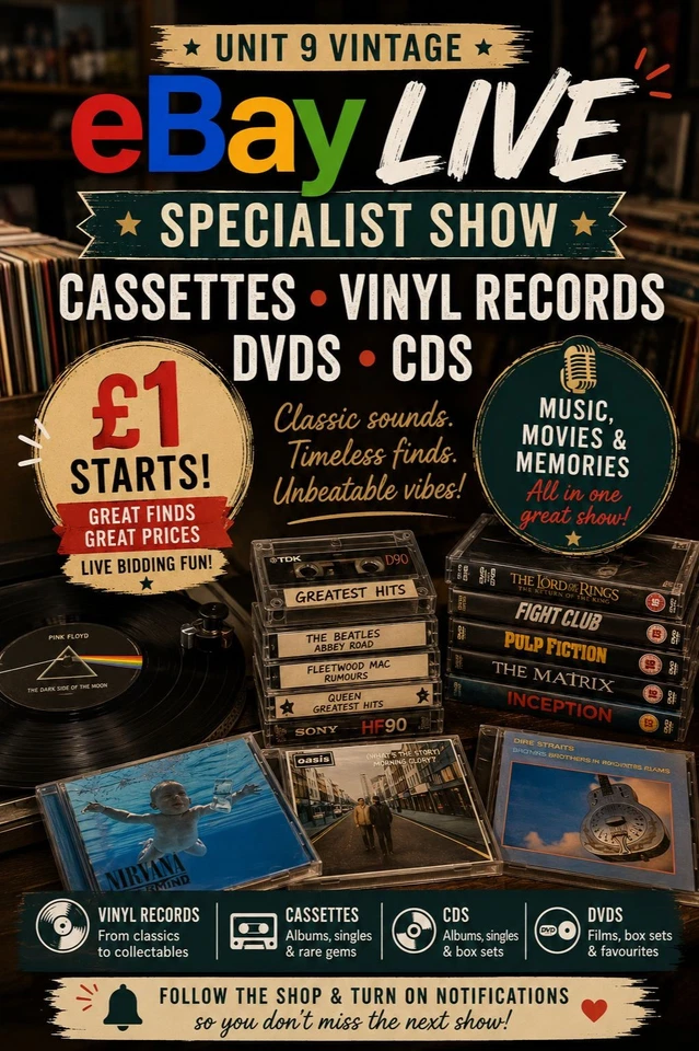 £1 Starts Music & Movie Vault | Vinyl, CDs, DVDs & Cassettes