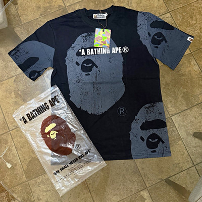 A Bathing Ape BAPE Ape Head Logo Graphic Tee Black/Gray Men's M Crew Neck Cotton
