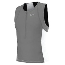 Nike 712743 Mens Triathlon Swim Top Tri Aero Tank Shirt Grey White SMALL - 76
