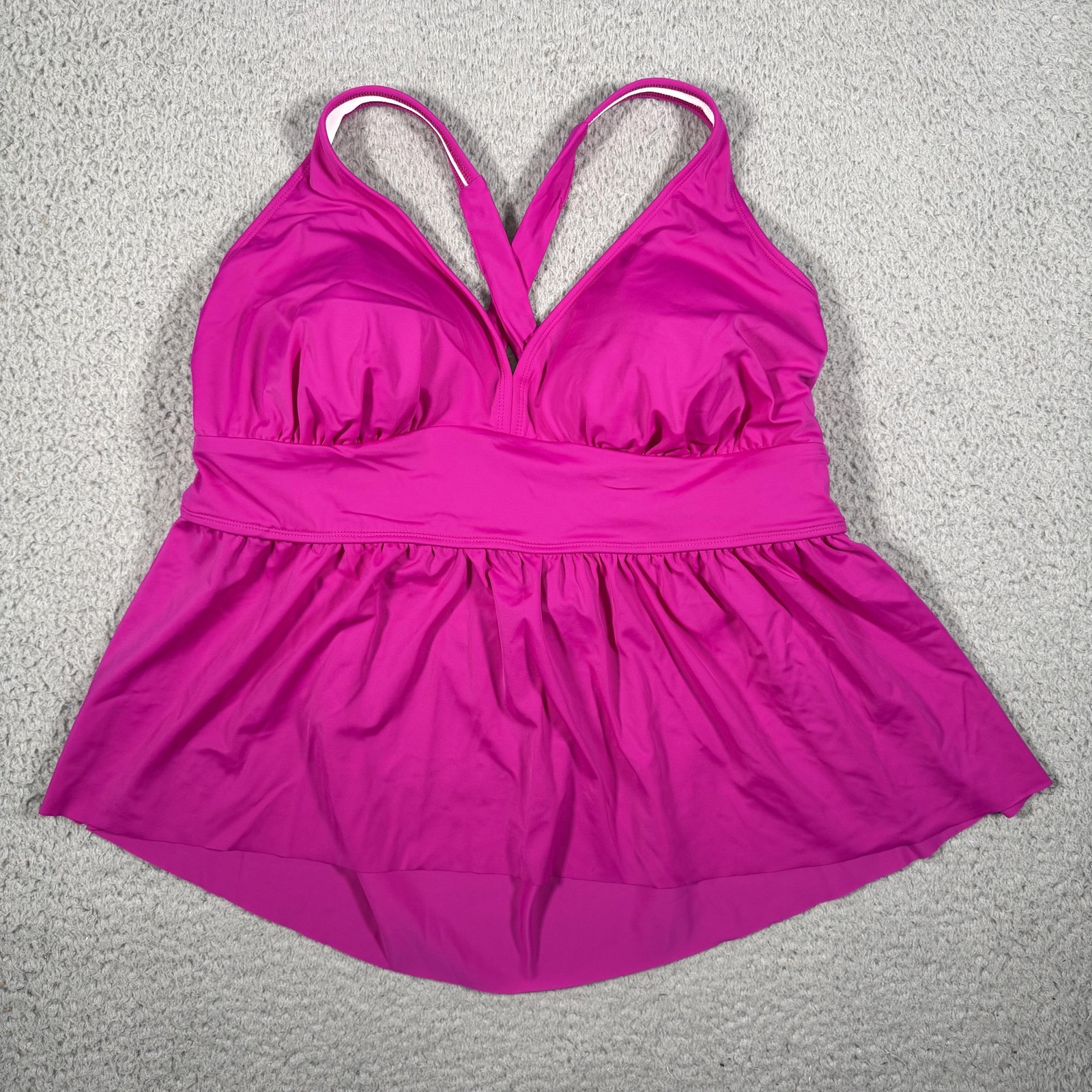 Tankini Swim Top Womens XXL Pink Padded Built In Bra Adjustable Straps Lined