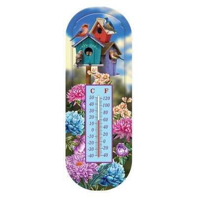 Briarwood Lane Spring Colorful Birdhouses Metal Thermometer 17x6
