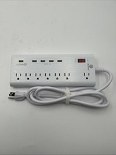 10Ft Extension Cord Multiple 7 Outlets With 5 USB Plugs Surge Protector