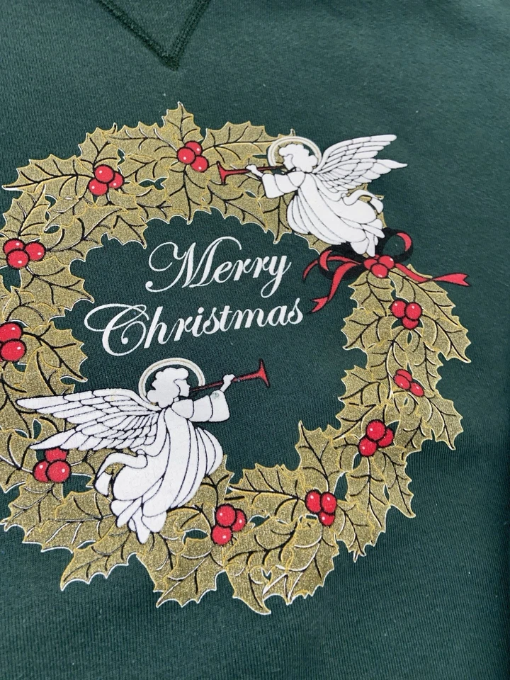 Vintage Soffe Crew Neck Sweatshirt Made in USA Women’s Medium Christmas Angels - Image 3 of 4