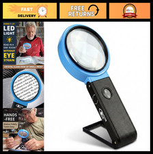 30X 10X Hands-Free Magnifying Glass with Stand  LED Lights - Illuminated Loupe