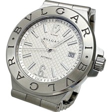 Reloj para hombre BVLGARI DG40S automático esfera blanca correa plateada para hombre
