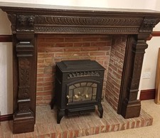 Large Victorian Solid Hardwood Fire Surround Carved Lion Antique Mantelpiece
