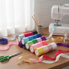 20 Colors Rainbow Ribbon Solid Color Assortment Double Face Satin Ribbon for ...