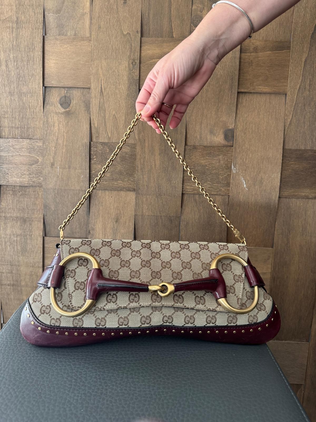Gucci Horsebit GG Canvas/Pelle Burgundy. Condizioni ottime. Da collezione.