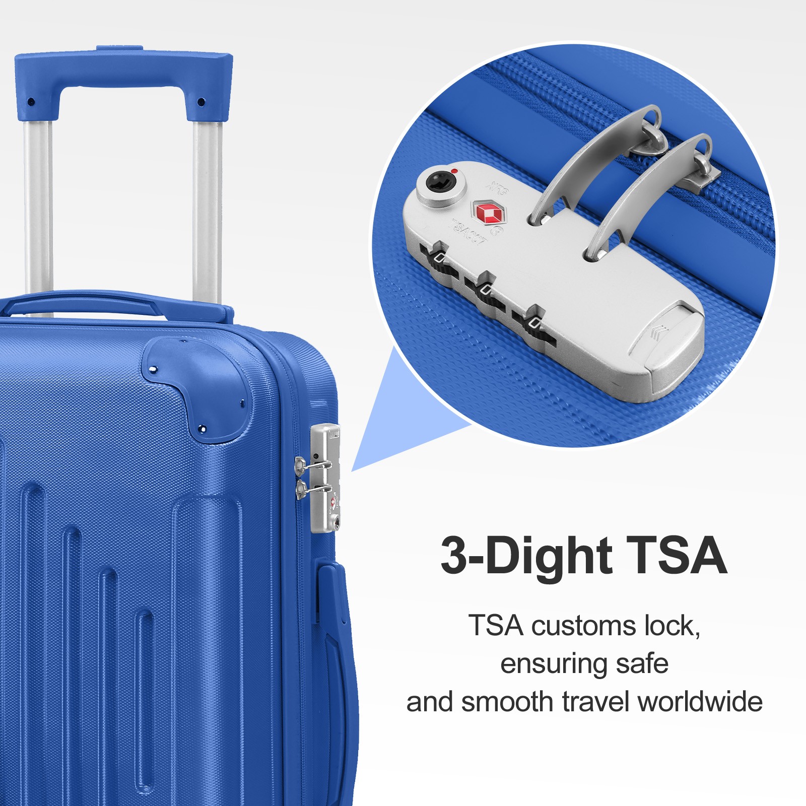 24in ABS Check-In Luggage with Diamond Pattern & Reinforced Corners (Deep Blue)