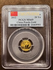 2012 China 1/20 oz Gold Panda MS-69 PCGS (FirstStrike®)