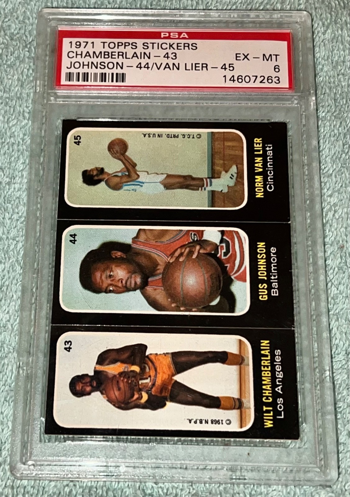 1971 Topps Stickers ~~ Chamberlain 43~Johnson 44~Van Lier 45 ** PSA-6 (EX-MT) **