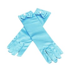 1 Set of 3 Pairs Girls Satin Dress Up Gloves Wedding Bow Party Gloves for Kids
