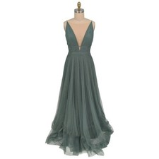 01512 Jenny Yoo Mesh Maxi Dress Green size 12 wedding bridesmaid bridal prom