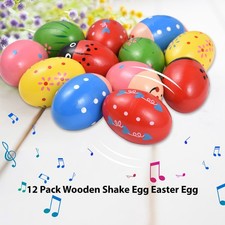 12 Pack Wooden Shake Egg Easter Egg Percussion Instrument Interesting GDDV