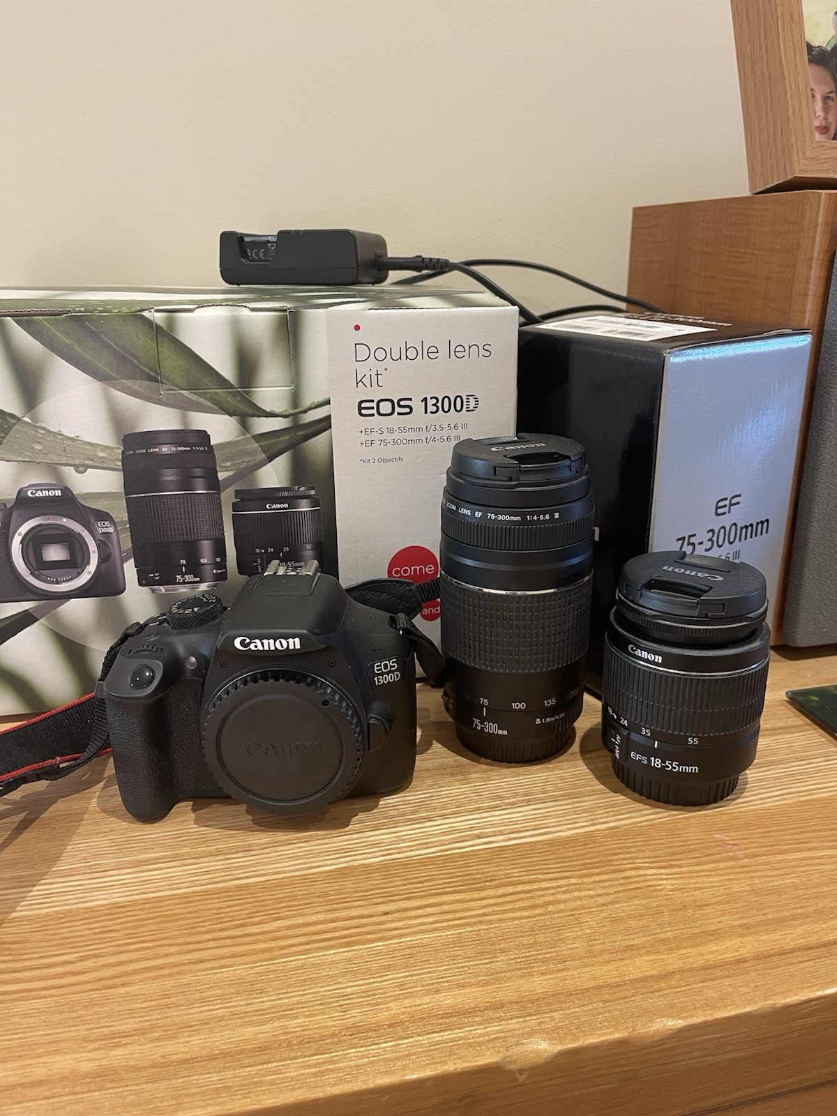 Canon EOS 1300D Digital SLR Camera with 18-55mm 75-300mm Lenses