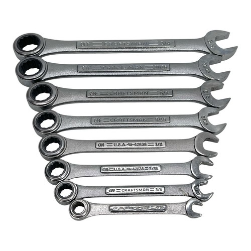 Craftsman 8 Piece Combination Ratcheting Wrench Set Inch 5/16-3/4" - Picture 2 of 4