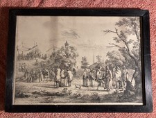 VILLAGE FESTIVAL Antique  1773 Georgian Era Etching / Jean-Jacques de Boissieu.