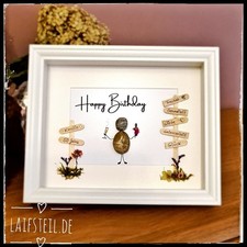 Zum Geburtstag 🌷 Steinbild 🍀Happy Birthday personalisiert Geldgeschenk 20x25cm