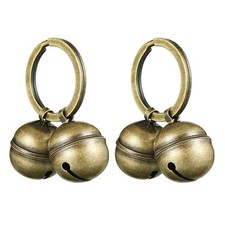 2 Strings in 4 Pieces Dog Cat Collar Bells for Collar Loud Brass Pet Bells