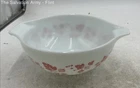 Pyrex 443 Pink White Gooseberry Cinderella Double Handle Mixing Bowl