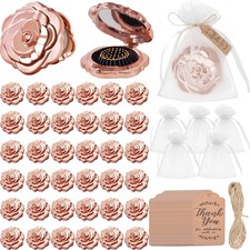36 Sets Rose Compact Mirrors Brush Bulk Quinceanera Wedding Party Favors Incl...
