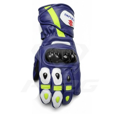 Suzuki Motorcycle Motorbike Racing Leather Gloves
