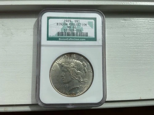 1923 Peace Silver Dollar NGC MS66 Binion Collection $1