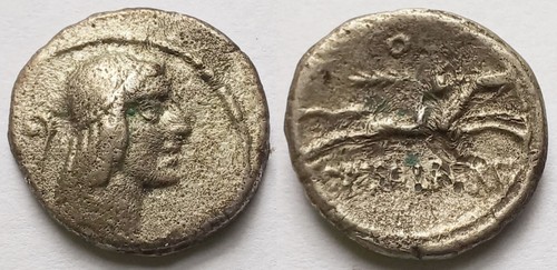 Roman Republic C Calpurnius Piso Frugi Denarius 67 BC Horseman Crawford 408/1a